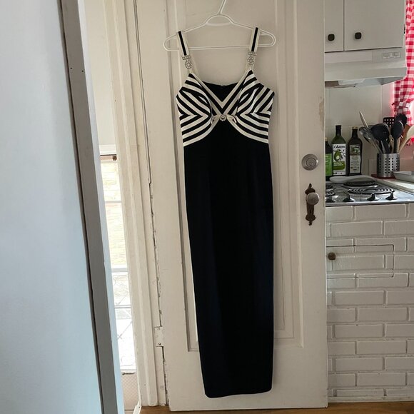 1980s Vintage Long Black Evening Gown - Picture 1 of 7